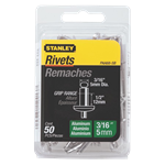 Stanley Aluminum Rivets, 3/16 in x 1/2 in, 50 pack