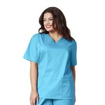 Wonderwink Women's V-Neck Scrub Top - S,Light Turquoise