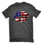 American Flag Lips Short Sleeve Tee Shirt - 2XL