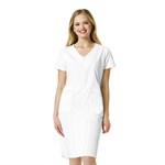 Wonderwink Origins Women's Whiskey Zip Front V-Neck Scrub Dress - 2XL,White