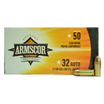 Armscor .32 Auto 71 Grain FMJ Handgun Ammunition, 50 rounds