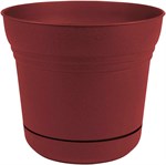 Bloem 7-in Saturn Planter with Saucer, Burnt Red