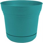 Bloem 12-in Saturn Planter with Saucer, Bermuda Teal