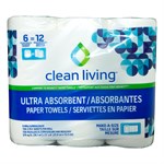 Clean Living Ultra Absorbent Paper Towels, 6 count