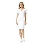 Wonderwink Origins Women's Whiskey Zip Front V-Neck Scrub Dress - 2XL,White