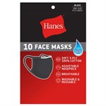 Hanes Black Wicking Cotton Mask, 10 pack