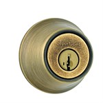 KWIKSET Security Single Cylinder Deadbolt, 1, Antique Brass