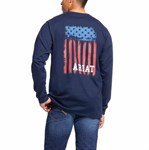 Ariat Men's FR Navy Americana Long Sleeve Tee-XL, Regular