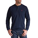 Ariat Men's FR Navy Long Sleeve Henley Tee-M, Regular