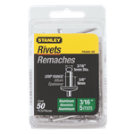 Stanley Aluminum Rivets, 3/16 in x 3/8 in, 50 pack