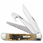 Case Amber Bone Peach Seed Jig Hunter Trapper Knife