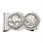 Montana Silversmiths Buffalo Indian Nickle Scalloped Money Clip