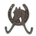 M&F Western Products Double Cast Iron Hook - Horse & Horseshoe