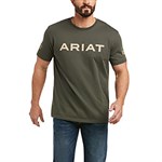 Ariat Men's Green Khaki Logo Short Sleeve Tee - L