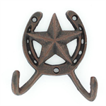 M&F Western Products Double Cast Iron Hook - Star & Horseshoe