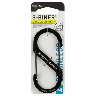 Nite Ize S-Biner Stainless Steel Dual Carabiner #4, Black