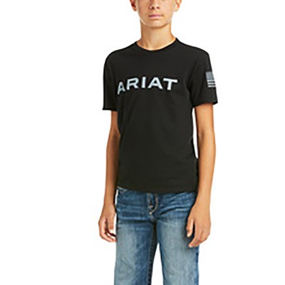 Ariat Kids Black White Logo Short Sleeve Tee