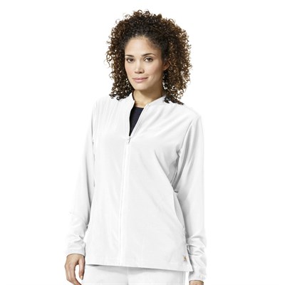 Carhartt Women's CrossFlex Knit Mix Zip Front Scrub Jacket - 2XL,White