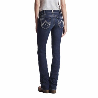 Ariat Women's R.E.A.L. Ocean Mid Rise Stretch Icon Stackable Staight Leg Jean - 28, Long