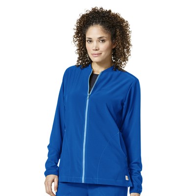 Carhartt Women's CrossFlex Knit Mix Zip Front Scrub Jacket - 3XL,Royal