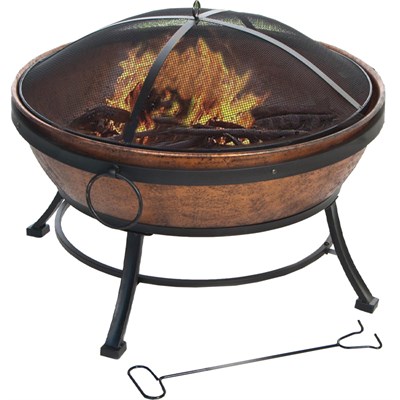 DeckMate Avondale Outdoor Patio Portable Steel Fire Bowl Fire Pit, Copper