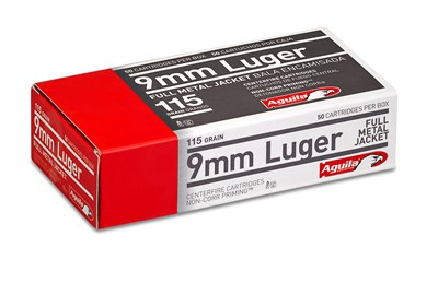 Aguila 9mm Luger 115 Grain FMJ Handgun Ammunition, 50 rounds