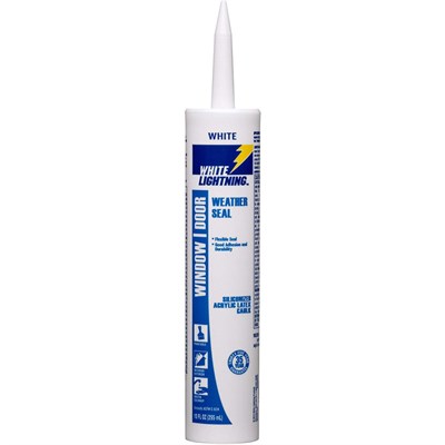 White Lightning Clear Silicone Rubber Windown and Door Sealant Caulk, 10 oz