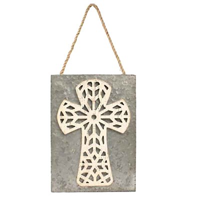 M&F Western Metal Ivory Cross Wall Hanging