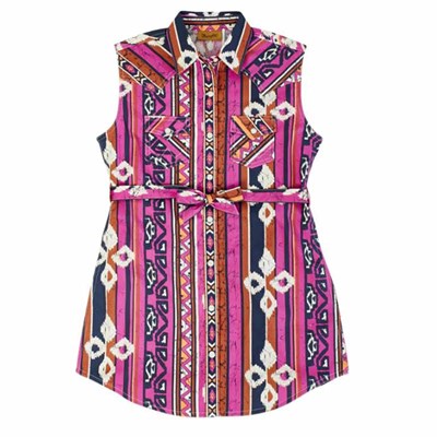 Wrangler Girls Pink Sleeveless Western Dress - L,