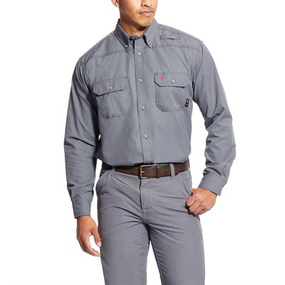 Ariat Men's FR Gunmetal Featherlight Long Sleeve Work Shirt-3XL, Regular