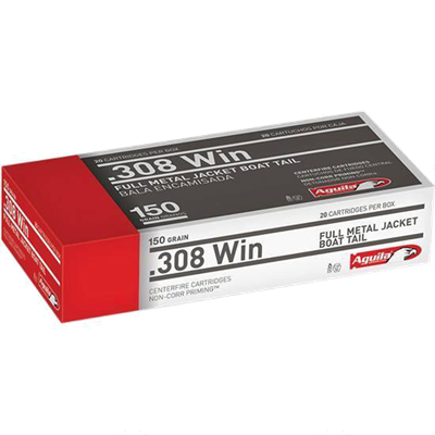 Aguila .308 Win 150 Grain FMJ Rifle Ammunition, 20 rounds