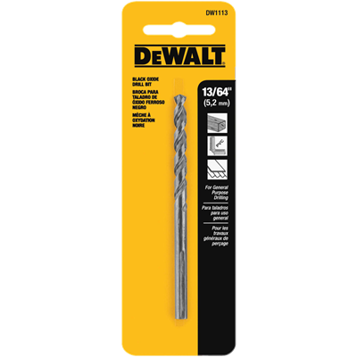 Dewalt Black Oxide Drill Bit, 13/64 in