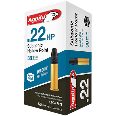 Aguila .22 LR 38 Grain Subsonic Rimfire Ammunition, 50 rounds