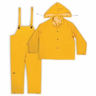 CLC 3-Piece Heavyweight Yellow PVC Rain Suit, L