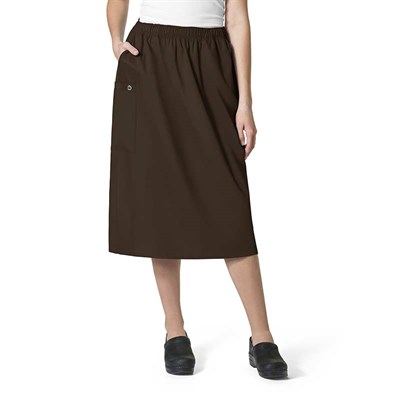 Wonderwink Women's Pull-On Cargo Scrub Skirt - 2XL,Chocolate