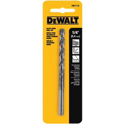 Dewalt Black Oxide Drill Bit, 1/4 in