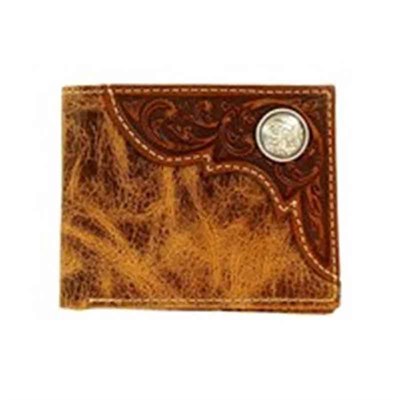 Ariat Tan Bi-Fold Embossed Corner Overlay Wallet