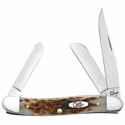 Case Amber Bone Peach Seed Jig 3865 Stockman Knife