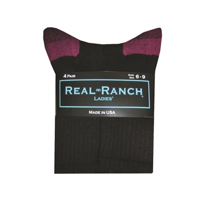 Real Ranch Womens Crew Socks - 4 Pack, Colors May Vary