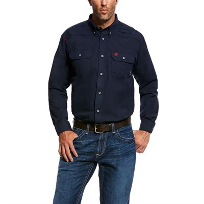 Ariat Men's FR Navy Featherlight Long Sleeve Work Shirt-4XL, Regular