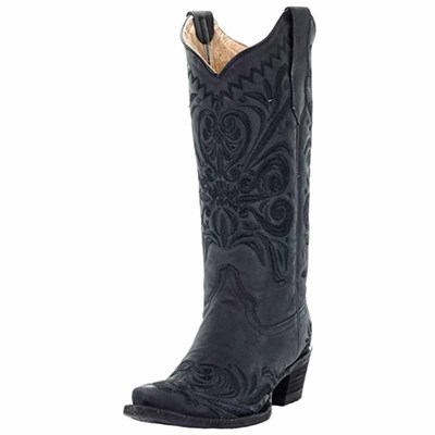 Corral Circle G Women's Black Filigree Embroidered Western Boot - 10, B