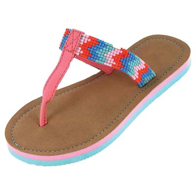 Northside Kids' Pink/Turquoise Edie Leather Flip Flop - 11--12