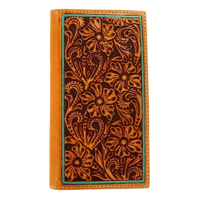 Ariat Tan Tooled Floral Rodeo Wallet