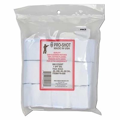 Pro-Shot 7mm-.38/6mm Benchrest Cotton Flannel Cleaning Patches, 500 count