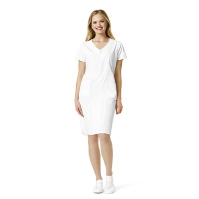 Wonderwink Origins Women's Whiskey Zip Front V-Neck Scrub Dress - 2XL,White