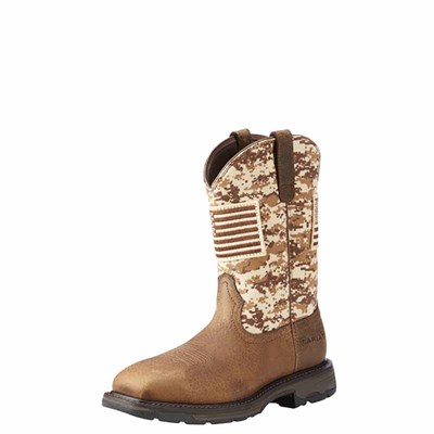 Ariat Men's Earth/Sand Camo WorkHog Patriot Work Boot - 10, EE