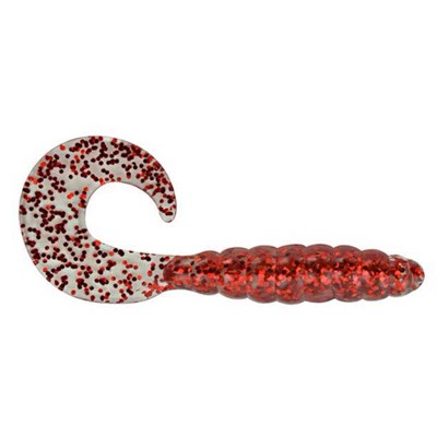 Apex Tackle 3-in Curly Tail Grub Fishing Lure, Clear/Red Flake, 10 count