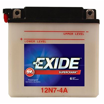 Exide Supercrank Powersport 12V Battery, 12N7-4A