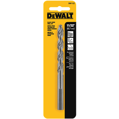 Dewalt Black Oxide Drill Bit, 11/32 in