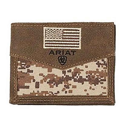 Ariat Brown Patriot Digi Camo Flag Bi-fold Wallet